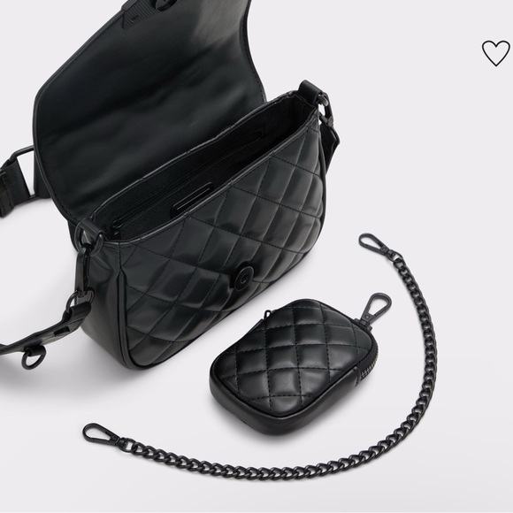 Aldo Black Quilted Messenger Bag. Aldo Miraewinx XBODY Bag. - Picture 6 of 13